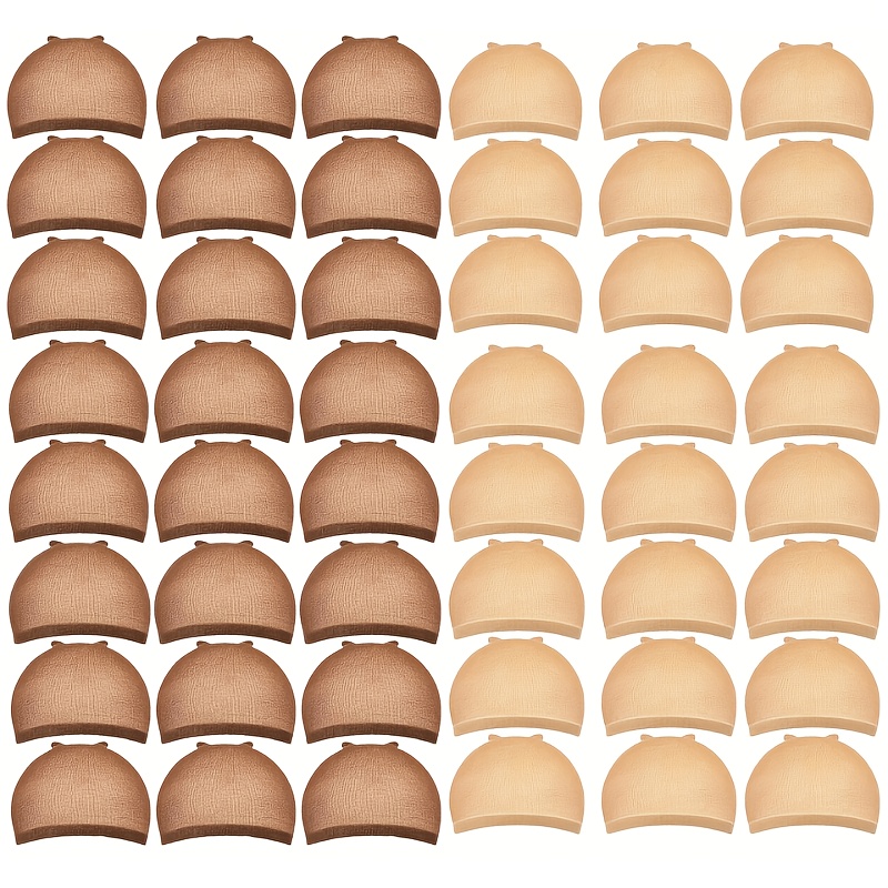 Image of 48pcs Elastic Nylon Wig Caps Suitable For Lace Front Wigs - Brown & Light Brown Hair Cap For, Unisex Wig Cap For , Compatible For Lace Front Wig