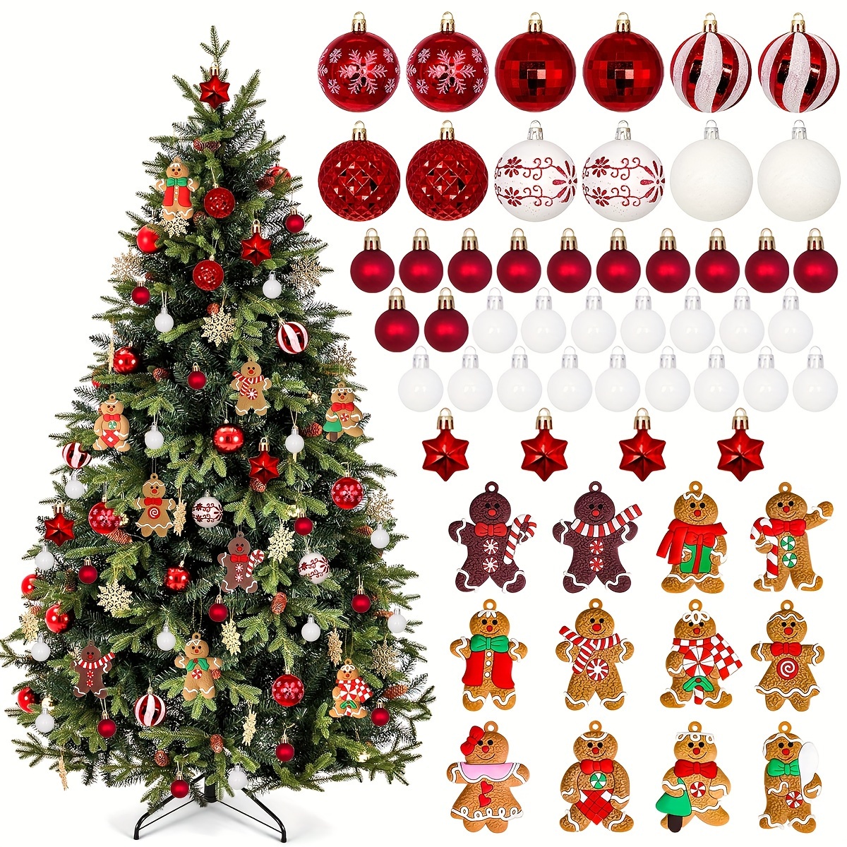 

56- Christmas Ornament Set - , Figurines, And Assorted Decorations - - Plastic