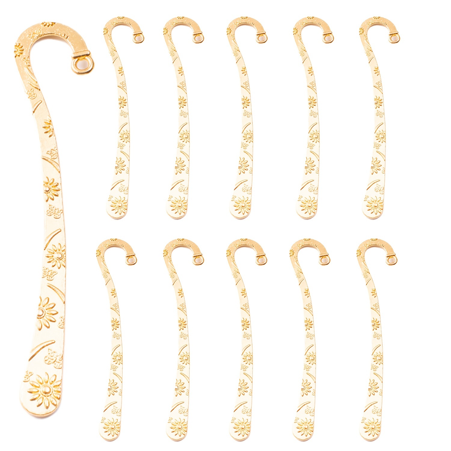 TEMU 10pcs Sunflower Metal Bookmark Set - Features A Round Hole For Easy Crafting - Create According To Your Own - Suitable As A Diy Craft Gift For