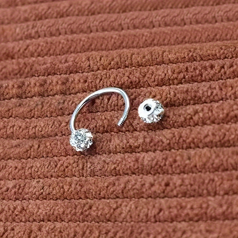 3pcs Stainless Steel Rhinestone Ball Earrings & Ear Bone Studs Set
