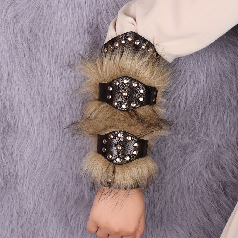 TEMU de brazo retro medieval con relleno, accesorio de caballero engrosado, brazalete ajustable para COSPLAY, accesorio de brazo con remaches para