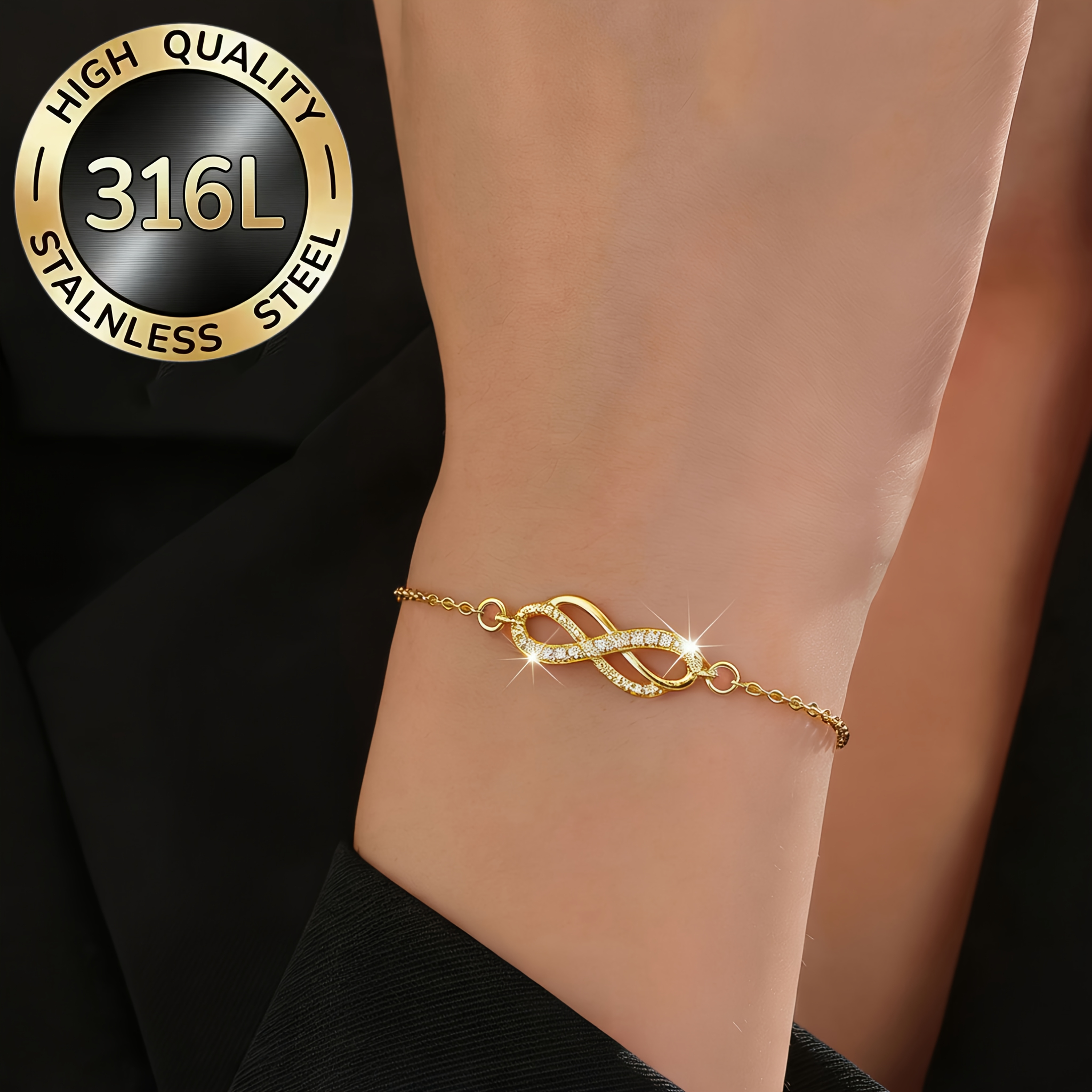 Women's Double Figure-8 Symbol Bracelet, Infinite Loop Design