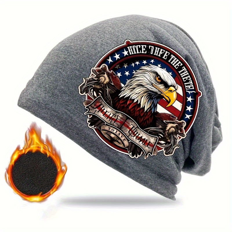 TEMU Eoxf Patriotic Eagle Hoodie, Thick Fleece-lined Brimless   For , Perfect Gift