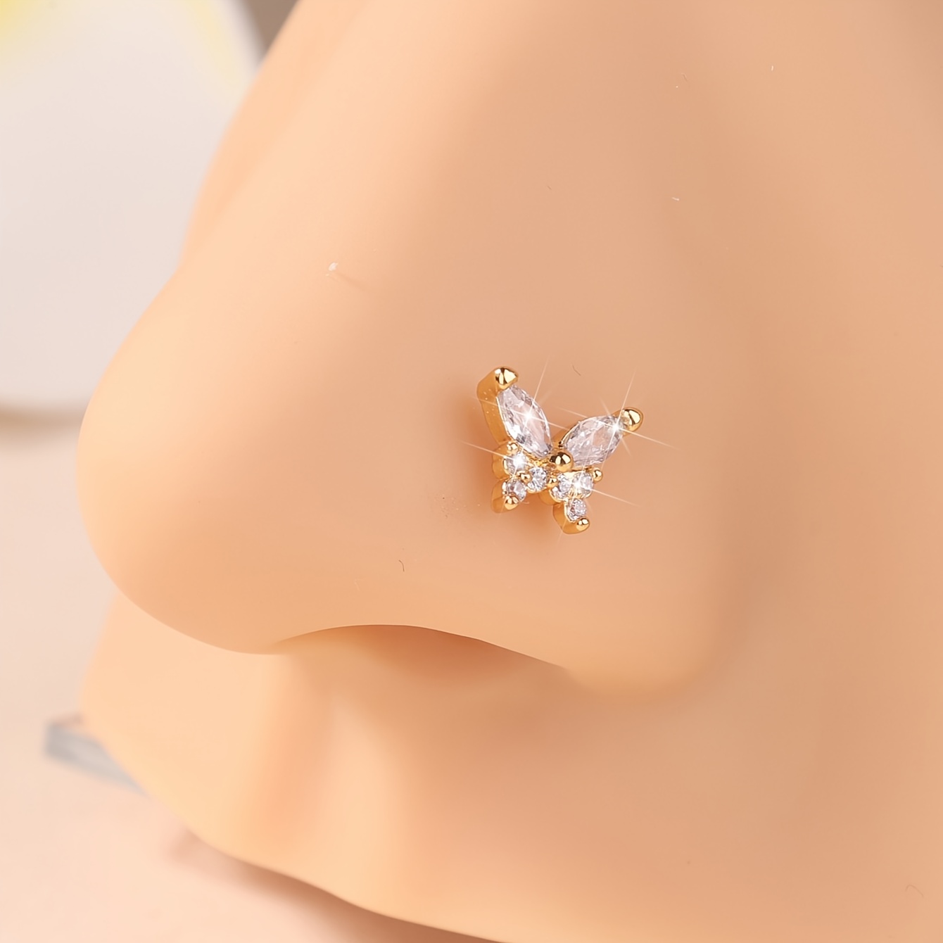 TEMU 1pc Nose Rings L Shaped Nose Studs Body Piercing Jewelry For Hypoallergenic Jewelry