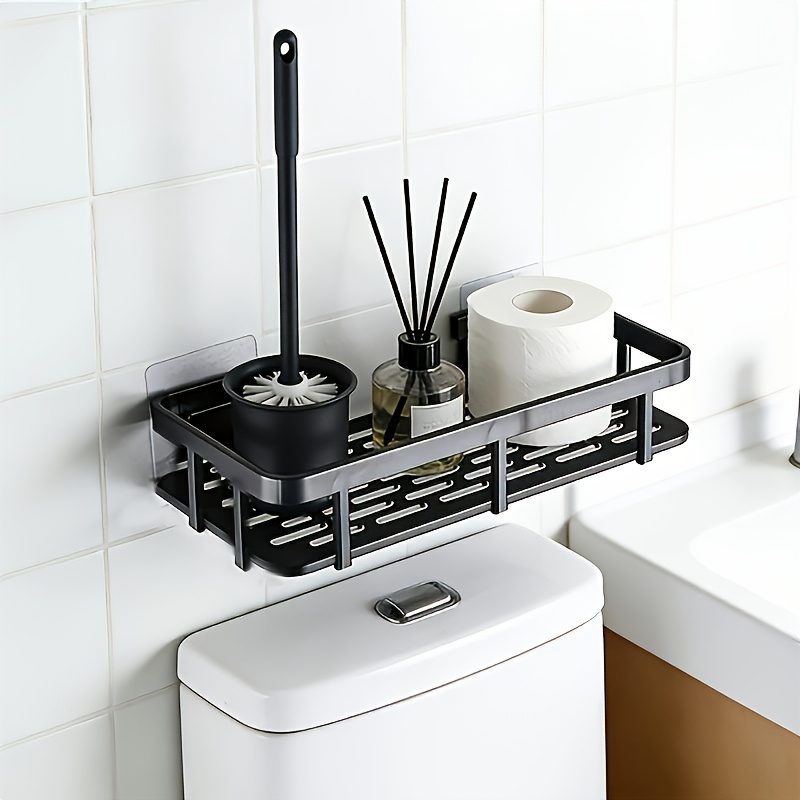 TEMU Étagère de Salle de Bain Murale, Épaissie, Aucune Perforation Requise, avec Système de Drainage et Rangement d'Angle