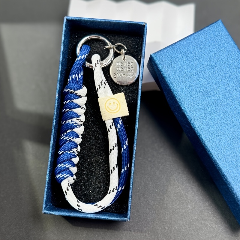 TEMU 2pcs (gift Box keychain) Inspirational And Durable Colorful Rope Keychain Party Gift Box Set, Including 1 Colorful Rope Keychain 1 High-quality