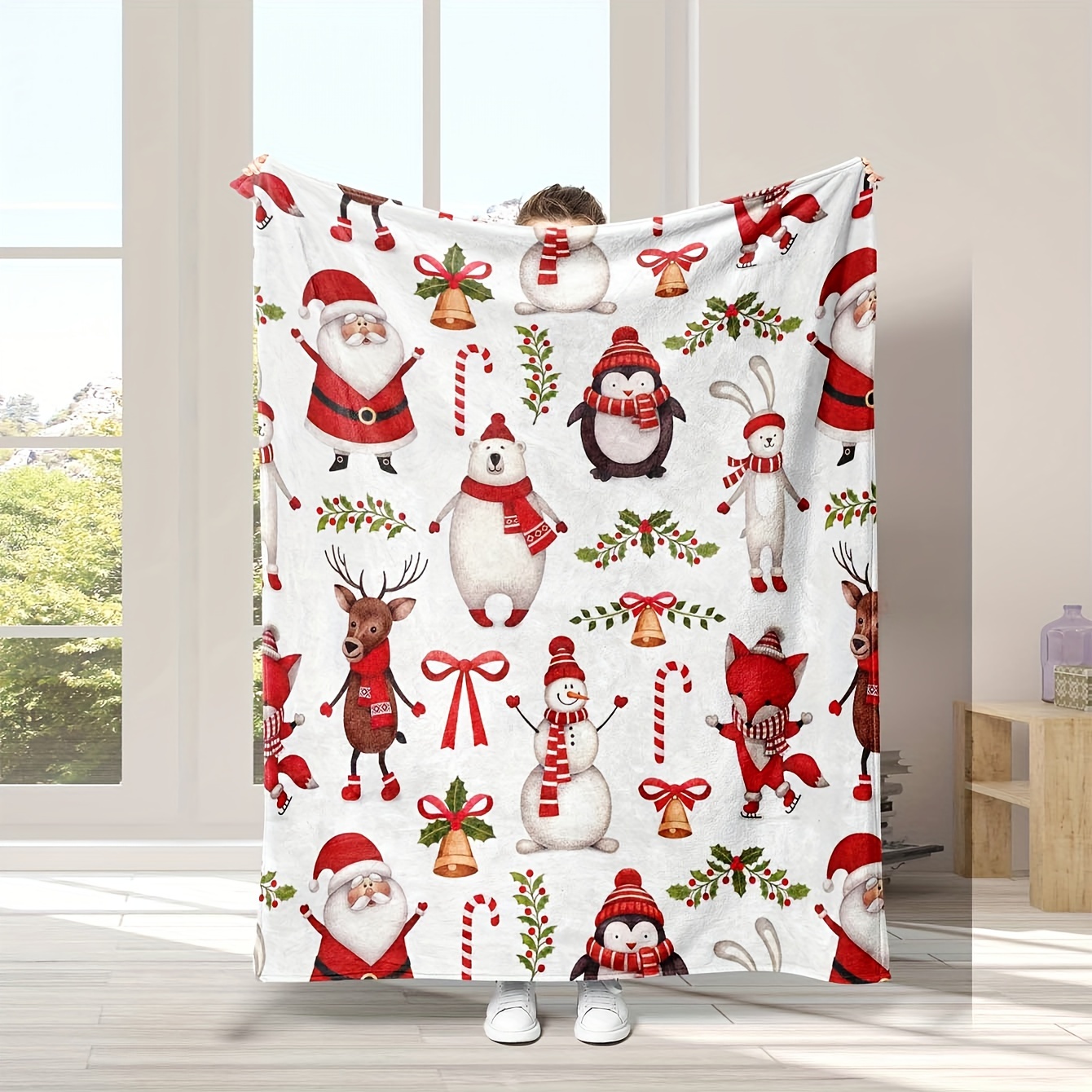 

Flannel Christmas Blanket Snowman, & Santa - , & - For Sofa, Bed, , | ,