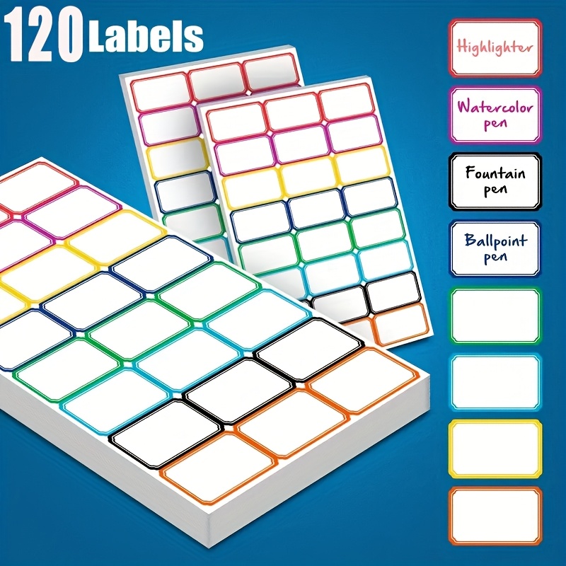 120/240/480 Self-adhesive Name Labels, 8 Vibrant Colors - Printable & Durable Backing For Office, School, And Warehouse Organization - Easy Identification & Marking Supplies