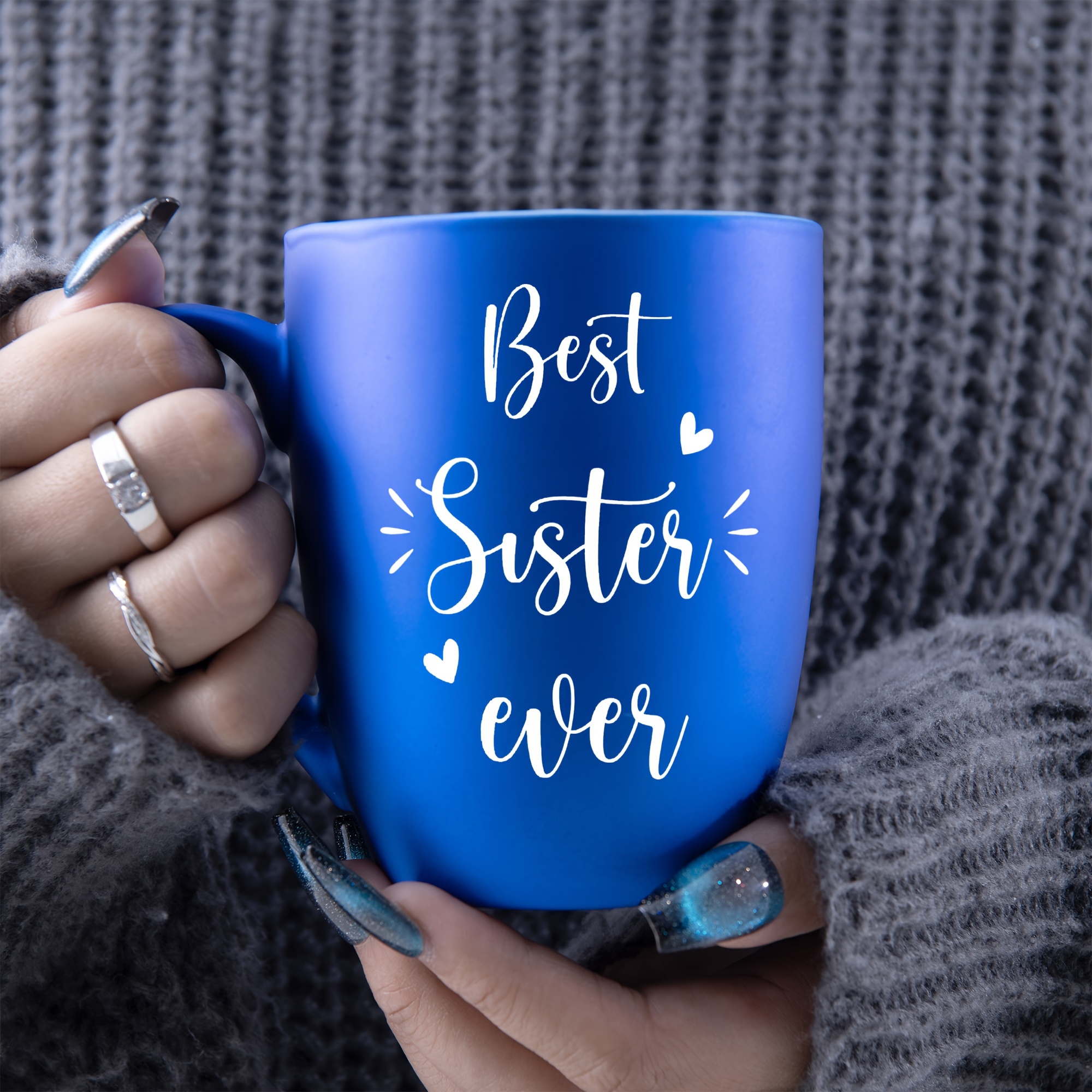 

1pc, Best Sister Ever Coffee Mug, 11oz Ceramic Coffee Cup, For Family, Coworkers, Leaders, Wife, Sisters, Funny Gifts, Unique Valentine's Day Gifts