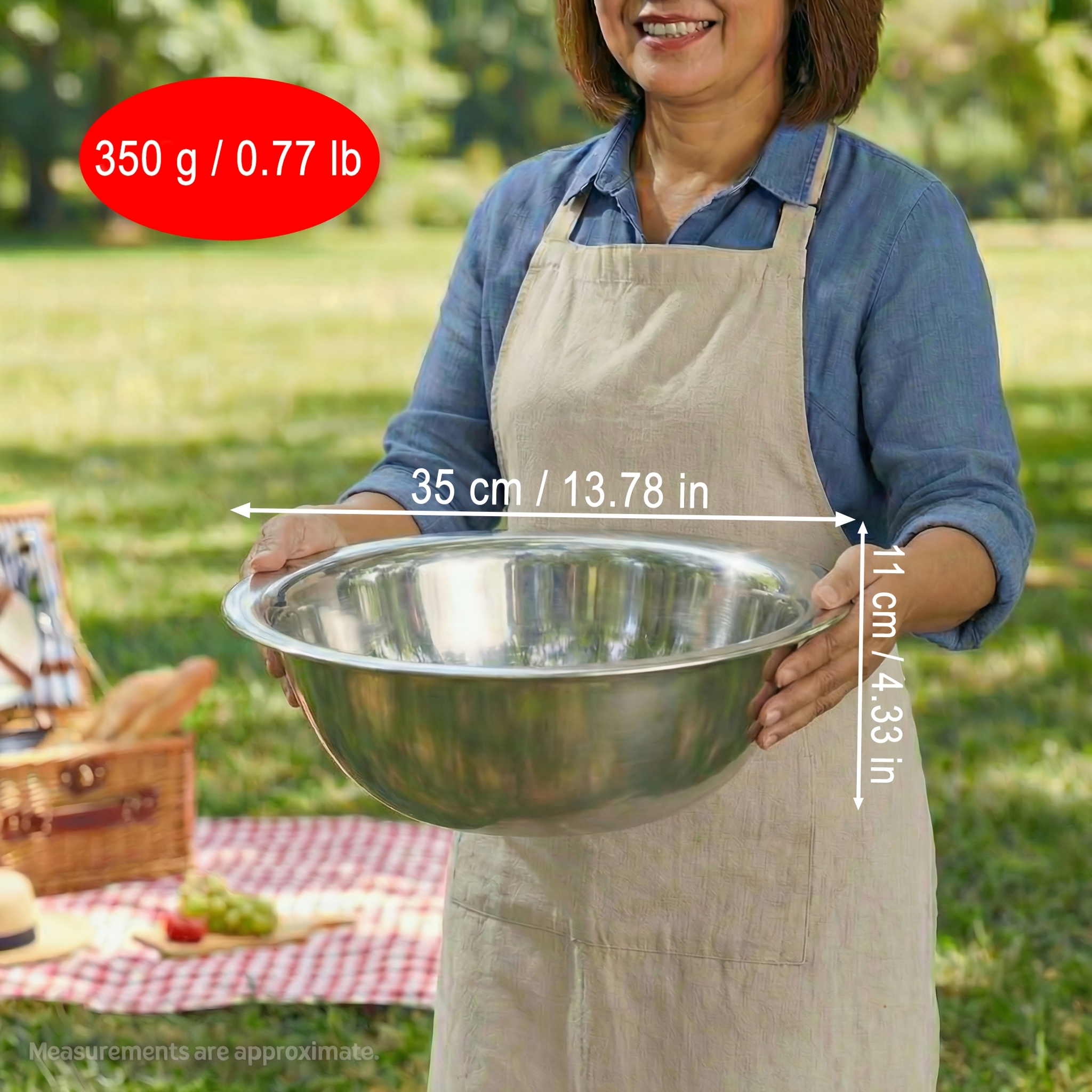 TEMU Stainless Steel Basin, Large Thickened Round Metal Wash Basin, Mixing Bowl For Kitchen And Home, 29/35/39cm