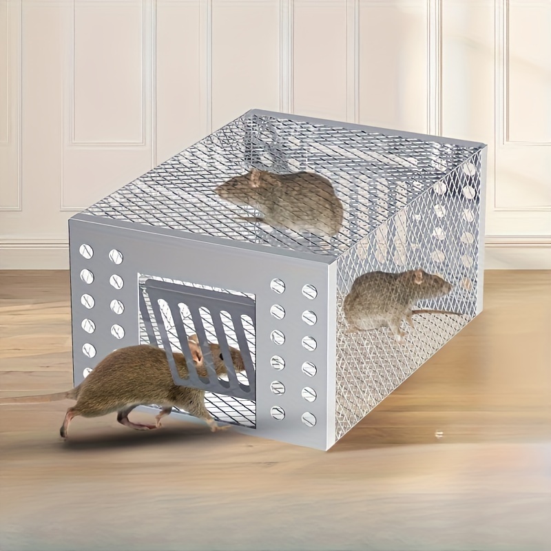 clôture de souris en fer ultra-résistante - clôture pour les rats, à porte unidirectionnelle, entrée-sortie , argentée détails 4