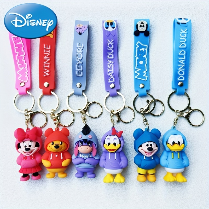 

1pc Disney Mickey Donald Duck Daisy Winnie Bear Eeyore Keychain Cute Cartoon Silicone Doll Key Chain Ring Bag Backpack Charm Friends Boys Daily Use Gift