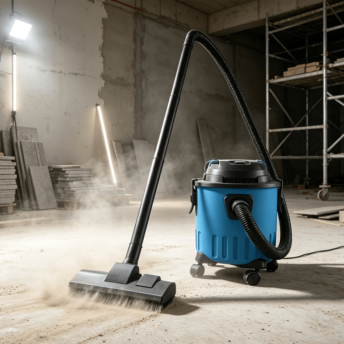 Image of 16l Wet Dry Vacuum Cleaner With Powerful Suction, Rolling Wheeled Wet/dry Vac, Complete Extension Wands & Floor Brush Attachments, Heavy Duty For Construction Fine Dust