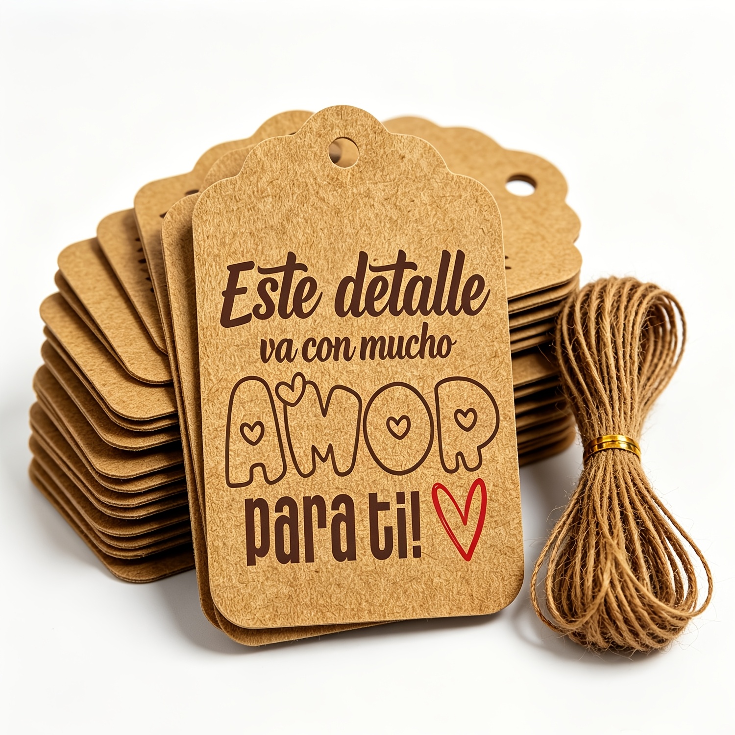 TEMU 48 etiquetas de regalo con festoneado de de , etiquetas colgantes de regalo con frases románticas en español, etiquetas decorativas para