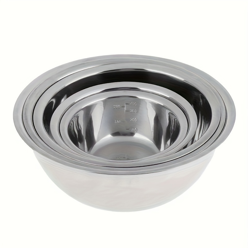 5pcs stainless steel mixing bowl set with measurements   dishwasher safe deep sides for salads kitchen use details 9