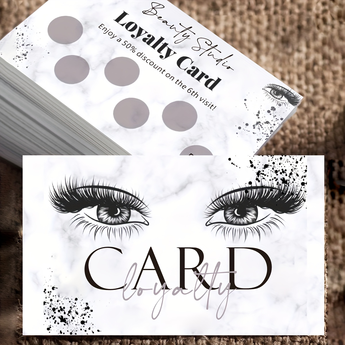 

50pcs Matte Finish Eyelash Loyalty Business Cards, Lash Extension Care Cards, Small Business Paper Loyalty Cards 2" X 3.5