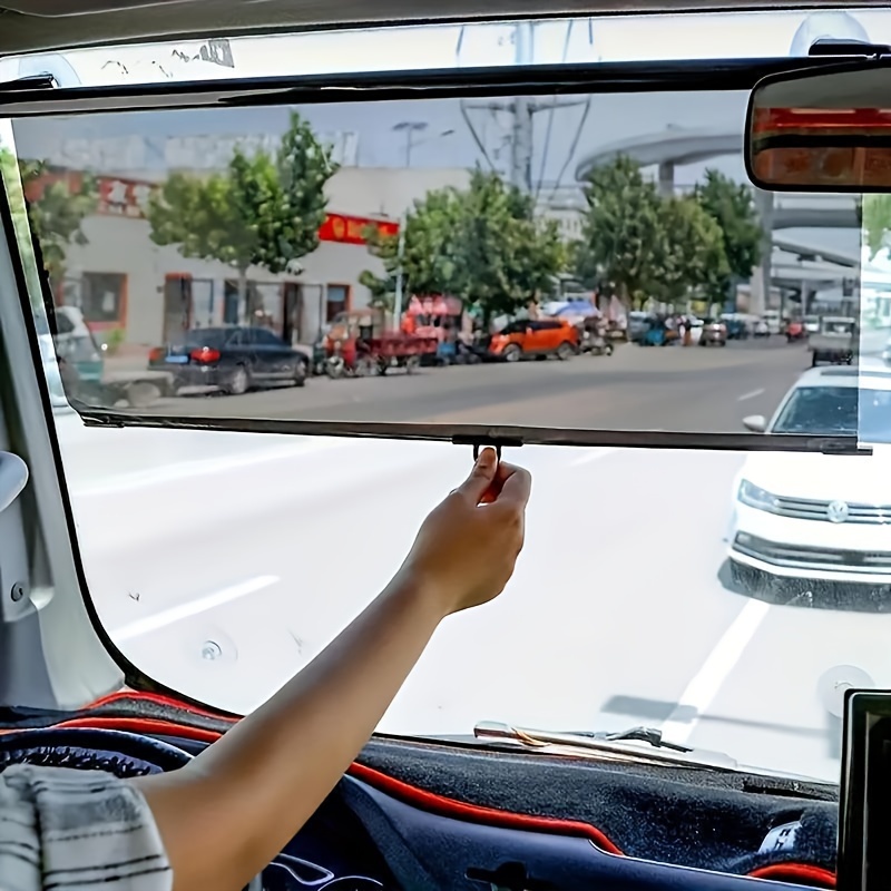 

Fit Transparent Sunshade For Buses, Trucks & Suvs - Retractable Pvc Film With Suction Cup Mount, Front Windshield Heat Insulation