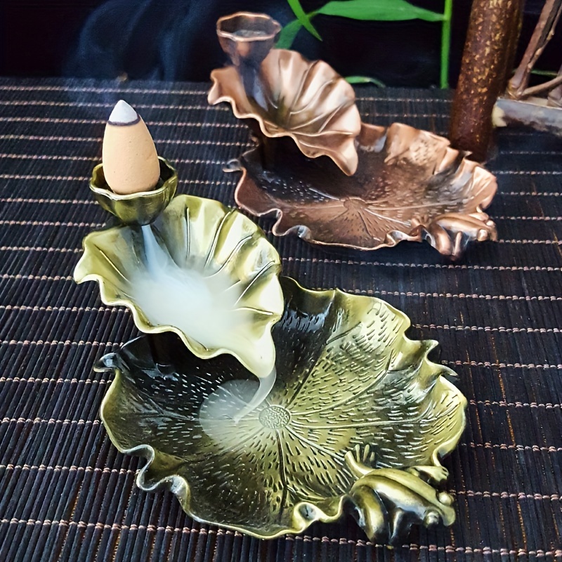 

1pc Lotus Leaves Backflow Incense Holder, Waterfall Incense Burner, Ornament Home Decoration For Spa, Yoga, Meditation, Gifts