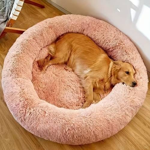 cama redonda para perros de felpa y cómoda para un