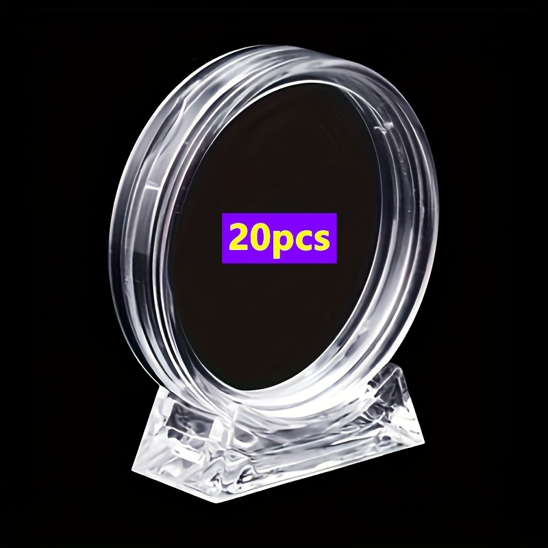 TEMU 20 Acrylic Challenge Coin Display Racks, With Transparent Plastic Round - Fashionable And Space-saving Design, Suitable For Collecting , Home