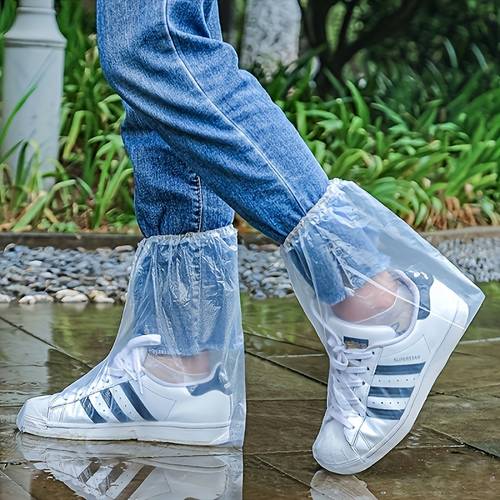 8 pack of transparent shoe covers high quality slip resistant washable disposable made of durable pvc material ideal for outdoor use sports and casual wear designed for rain boots sneakers
