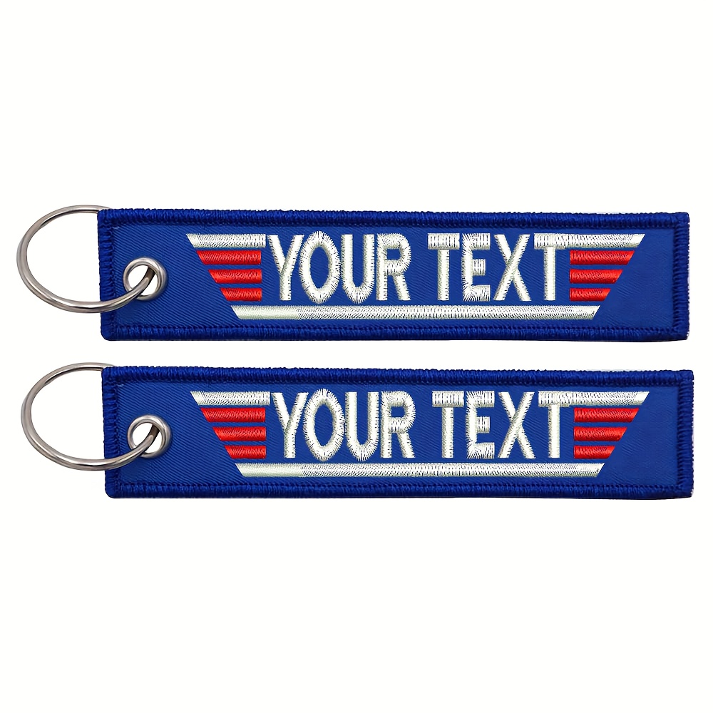 

Customizable Blue Double-sided Embroidered Name Keychain - Personalized Text, Sewing & Knitting Supplies