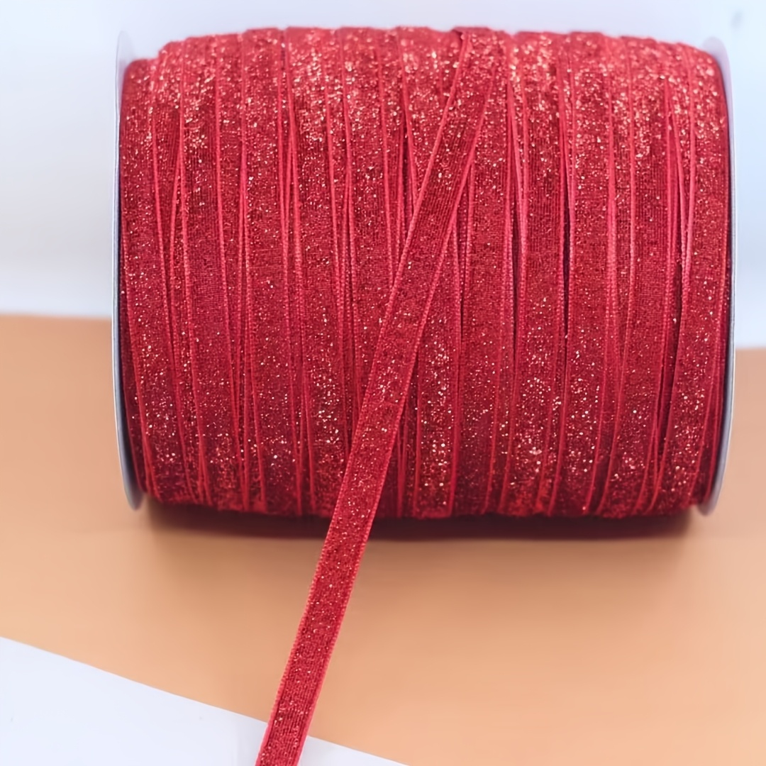 TEMU 5. Valentine's Day Colorful Glitter Velvet Ribbon, Festival Decoration Handmade Glitter Ribbon, Rose Red, Pink, Golden, Silvery, Red And Other