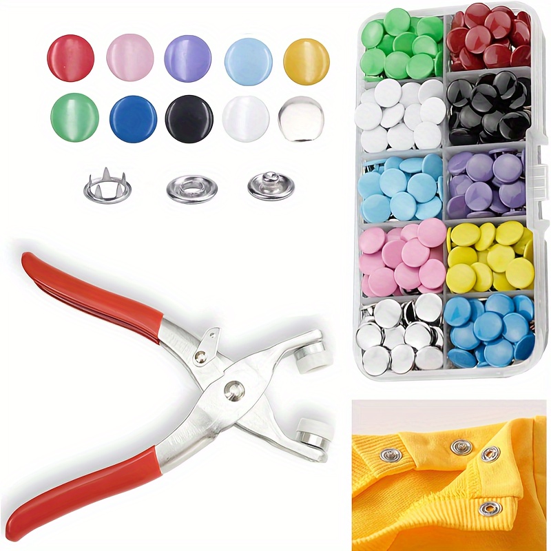 

402-piece Colorful Snap Button Kit With Manual Press Pliers, Assorted Colors For Sewing, Diy Crafts, Clothing, Hats, Bags, Sewing Supplies, Metal Material, Random Color Selection