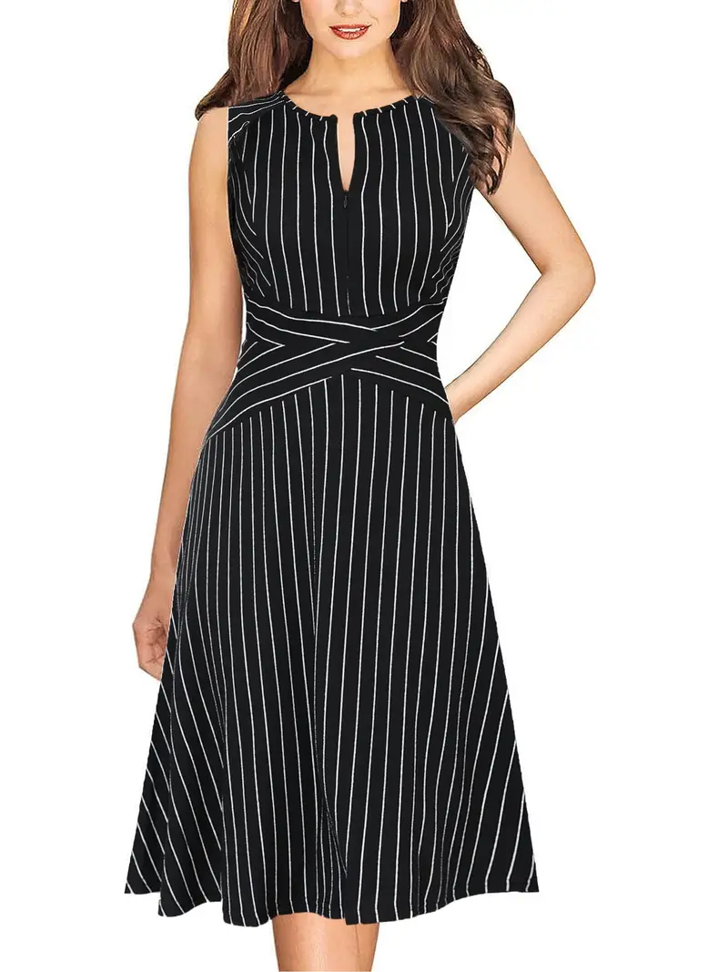 womens sleeveless a line dress round neck design vertical - Temu Portugal womens sleeveless a line dress round neck design vertical - Temu Portugal