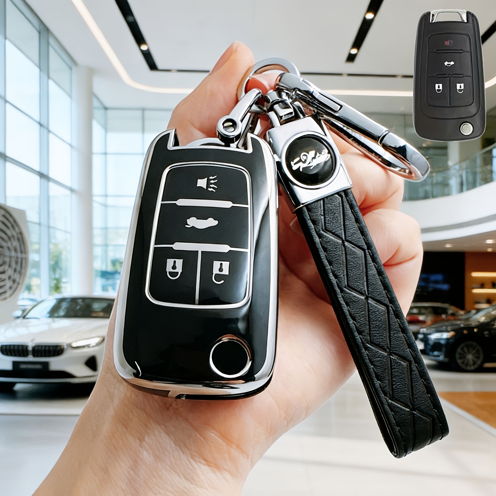 TEMU 4 Buttons Tpu Car Key Fob Cover Case For For Chevy For For Smart Key, Compatible With Cruze Malibu Terrain Verano, Soft Durable Anti-wear Key