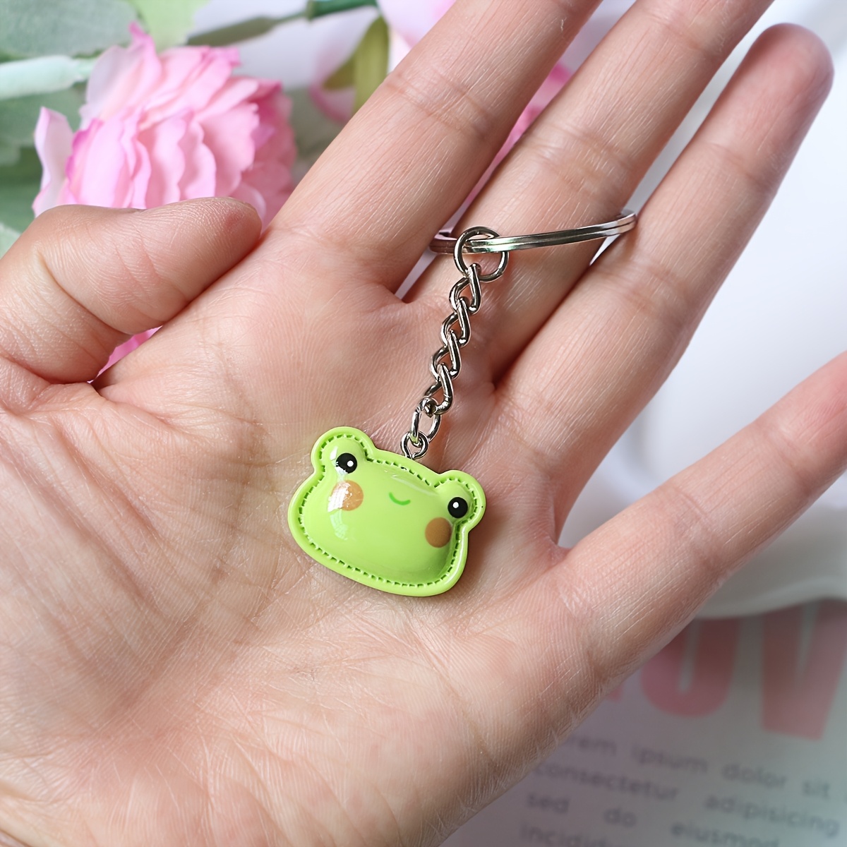 Image of 1pc Cute Keychain - Adorable Smiling , Keys, Backpacks & Holiday Gift Accessories, Frog Gifts, Backpack Decoration, Accessory, Metallic Ring Attachment, Durable Accessory