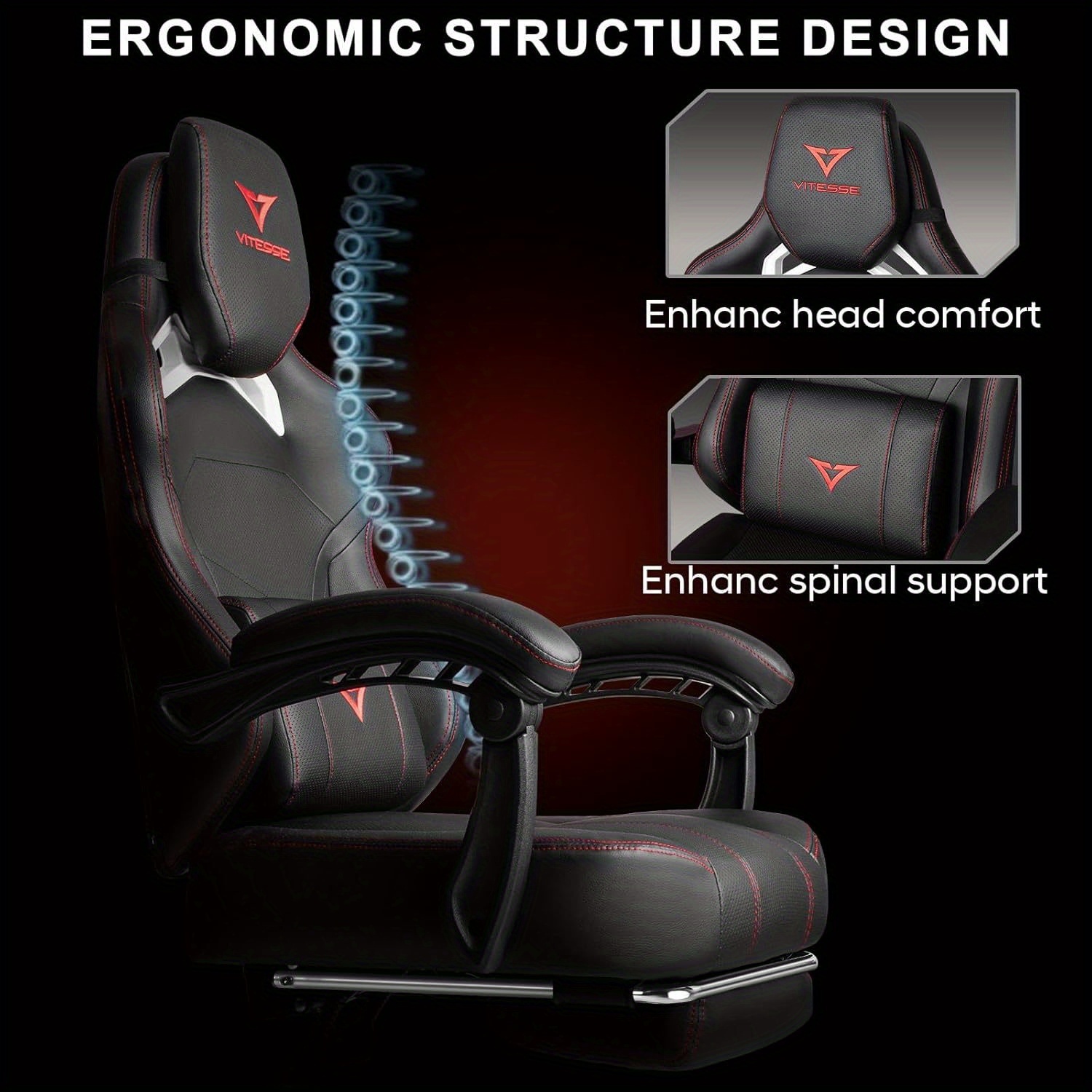 Big And Tall Gaming Chair 400lb Weight Capacity With Footrest, Ergonomic Video Game Chair For Adults With Oversized Headrest And Lumbar Pillow, Computer Chair Gaming For Office