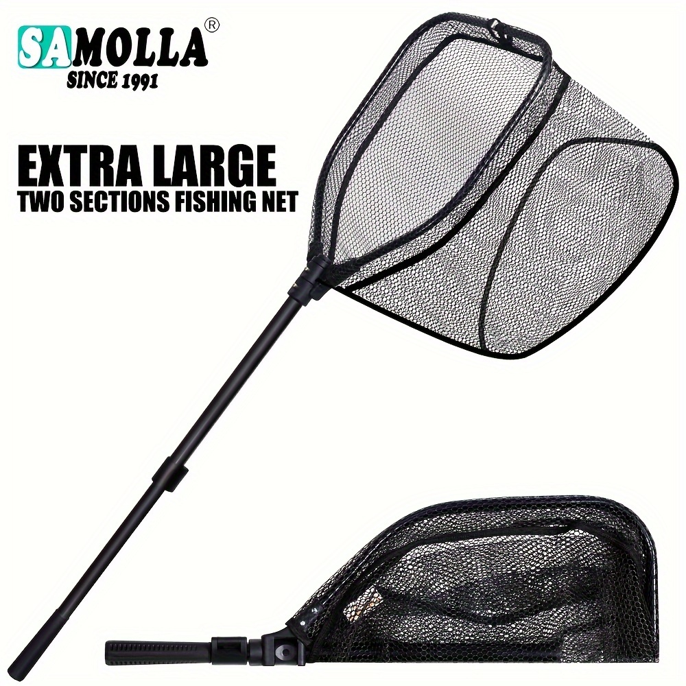 Image of Large Size Strengthen Aluminum Alloy Rubber Coated Landing Net Telescoping Foldable Landing Net Retractable Pole For Sea Carp Fishing Tackle Catching 130cm