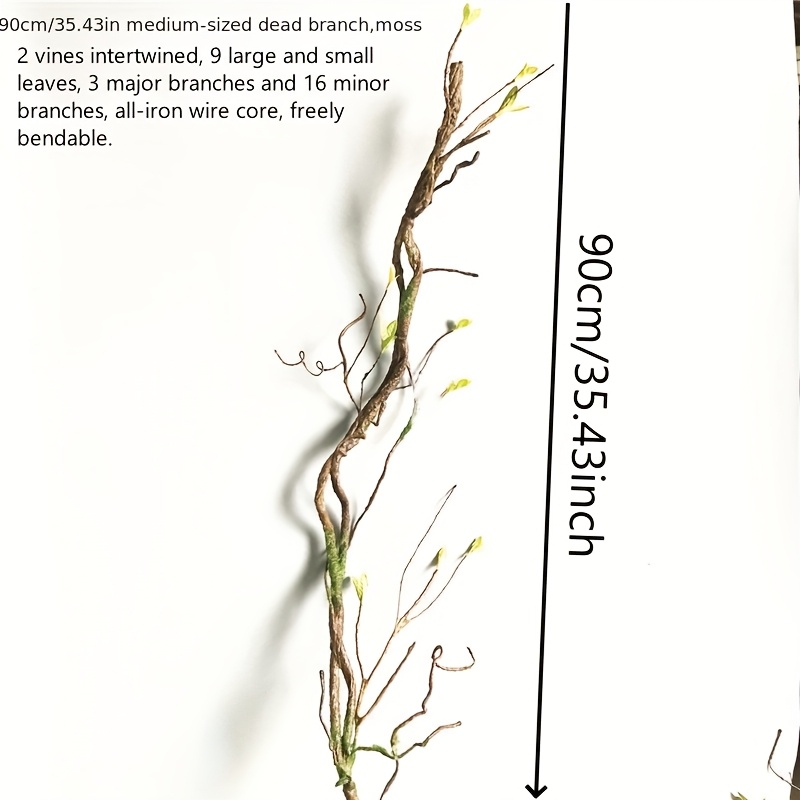 Image of 1pc 35 Inch Realistic Artificial Vine With Fake Branches - Perfect For Home, Hotel And Wedding Decoration | Made Of Resin, No Battery Required