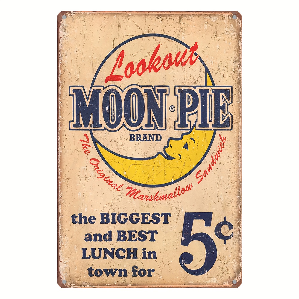 

Vintage Lookout Moon Pie Brand Metal Sign, Uv Printed Iron Wall Art, 20x30cm, Indoor/outdoor Decor, Pre-drilled, Waterproof, Weather Resistant