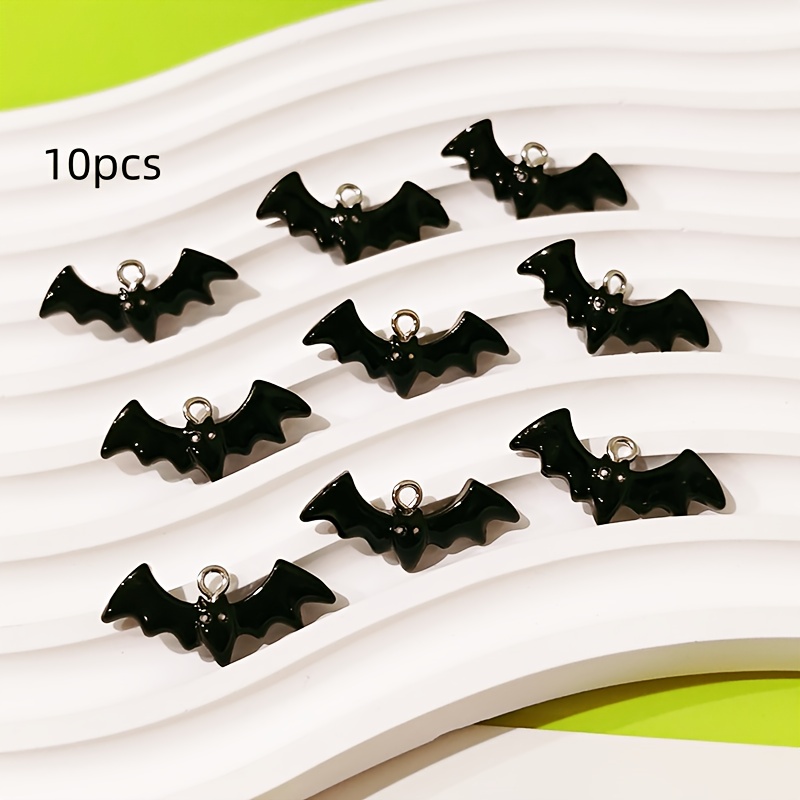 10pcs/pack Halloween Cute Bat Resin Pendant Diy Earrings Necklace Jewelry Making Accessories
