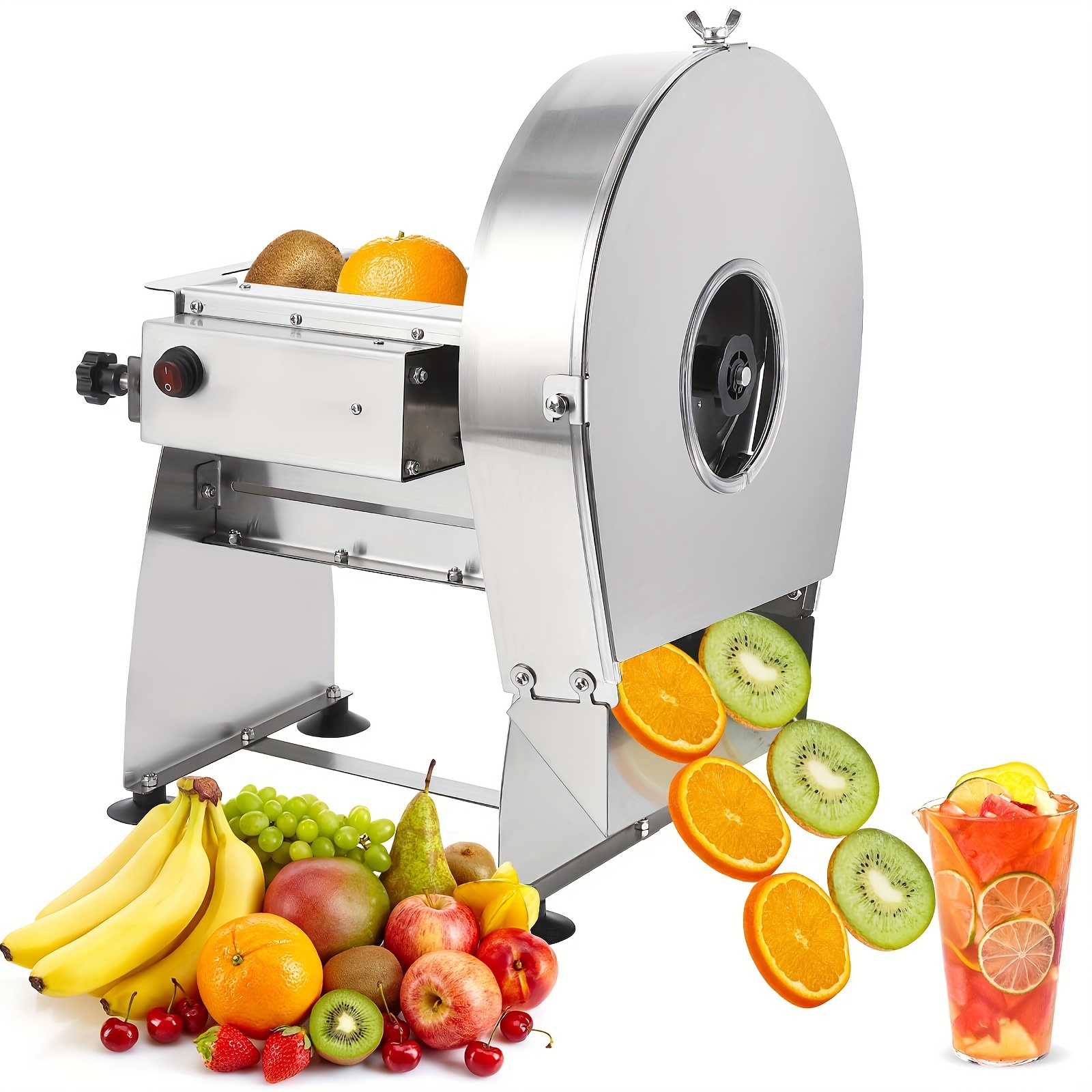 

Commercial Electric Vegetable Fruit Slicer, Onion Potato Slicing Machine, Stainless Steel Food Cutter, 0.2-10mm Thickness Adjustable For Cabbage Onion Tomato Potato Lemon