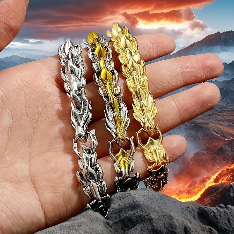 Accesorios multicolores de cabeza de dragón retro populares, pulsera de hombre de hip-hop punk de escala de dragón.