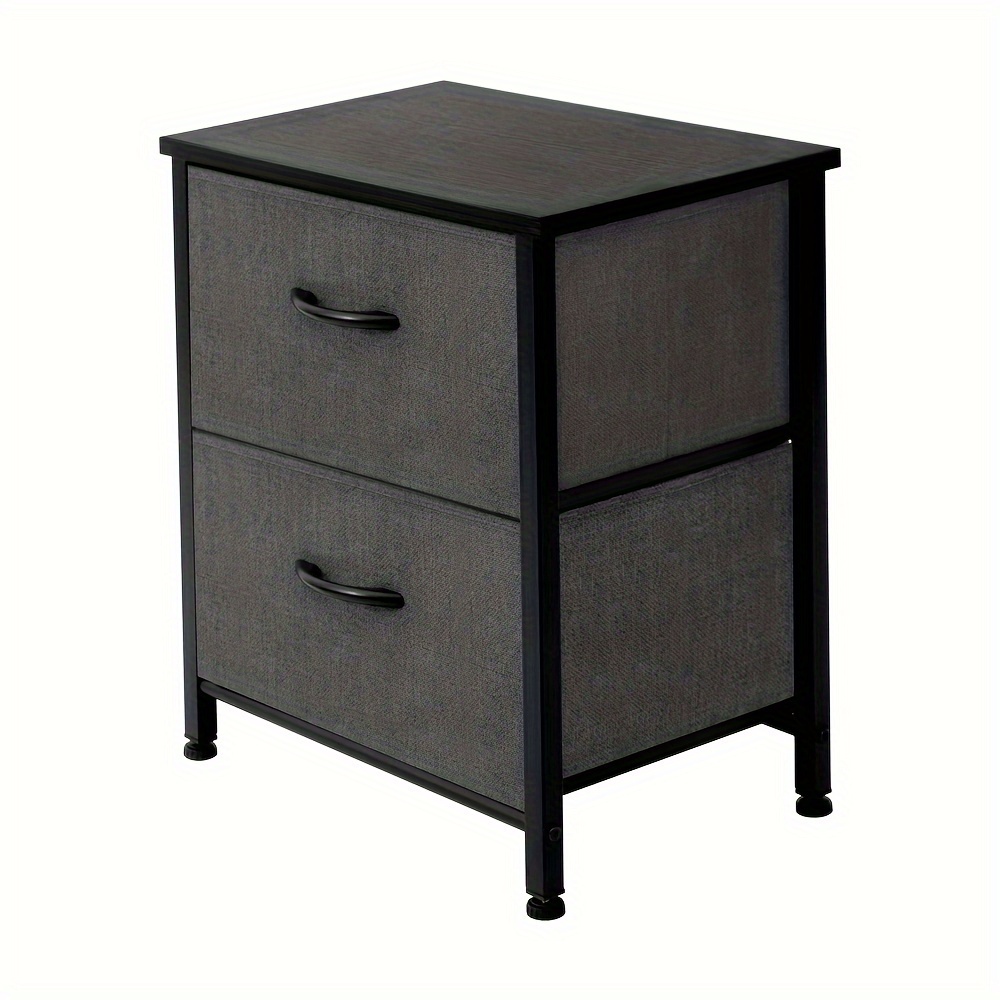 

Storage Dresser End/side Table Night Stand Furniture Unit - Small Standing Organizer For Bedroom, Office, And Closet - 2 Drawer Removable Fabric Bins - Dark Grey