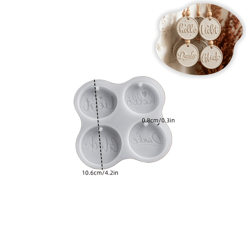 Image of Resin Casting Molds 4- Embossed Letters Round Hanging Tag Epoxy Mold Gift Circle Pendant Mould Handmade Gypsum Plaster Candle Listing Mold Home Decor Making Supplies