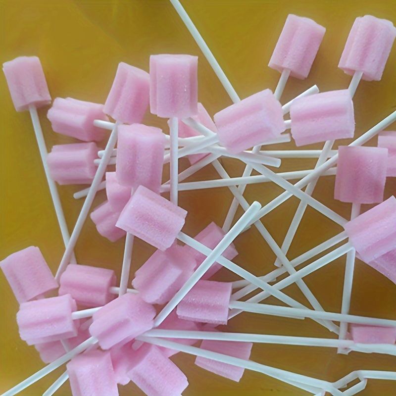 

100pcs Pink Oral Care Paint Sponges, Disposable Soft Foam Tip For Crafting, Art, And Painting