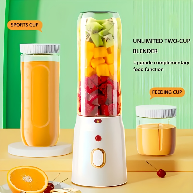 1pc portable usb rechargeable blender and juicer set dual cup options food grade abs round shape 1500mah lithium battery usb charging 36v multi function processor combo details 1