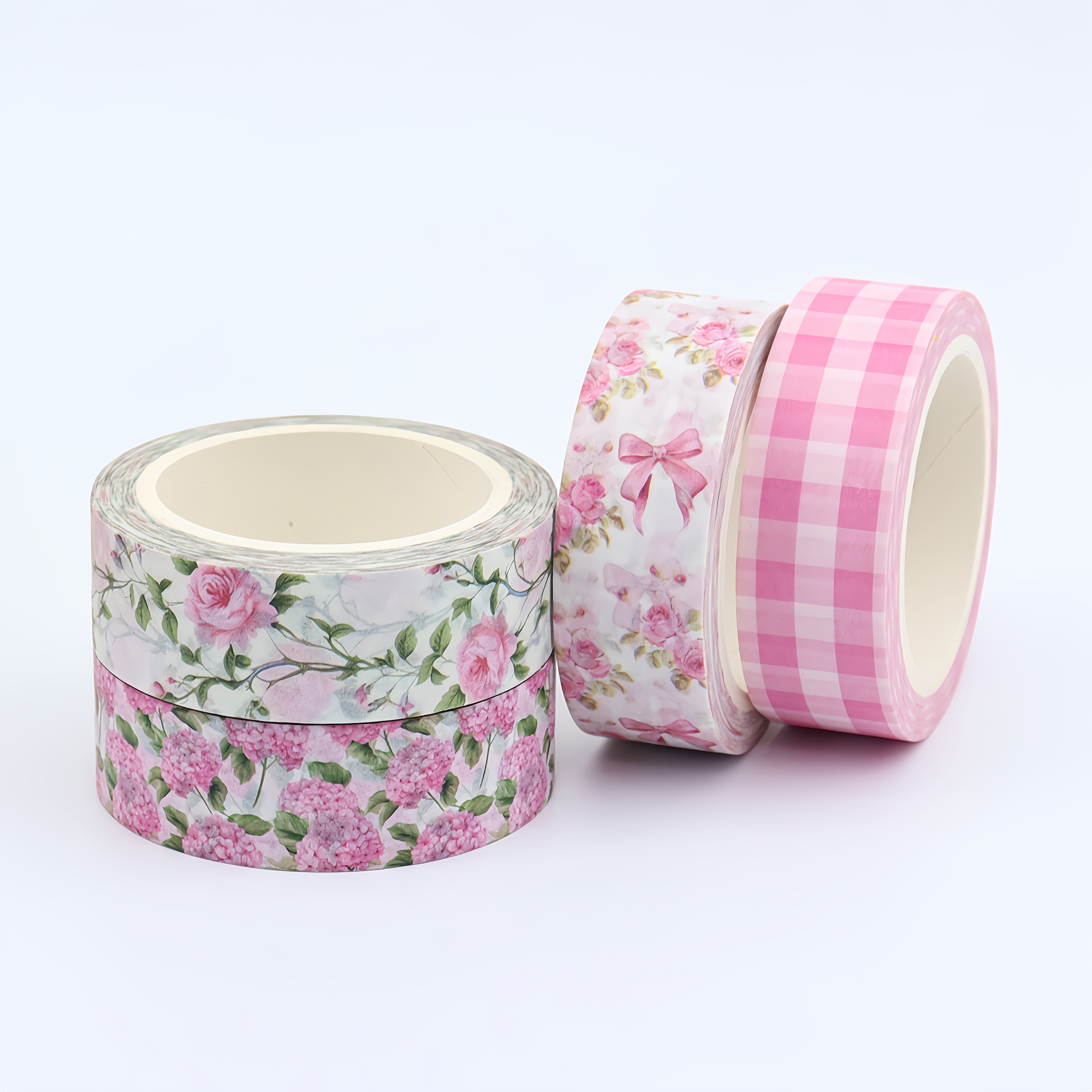 4pcs spring valentines day themed washi tape pink floral bow