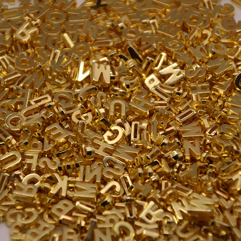 

300/200/100pcs Golden Acrylic Alphabet Beads 6x6mm - , Pendants & Craft Accessories