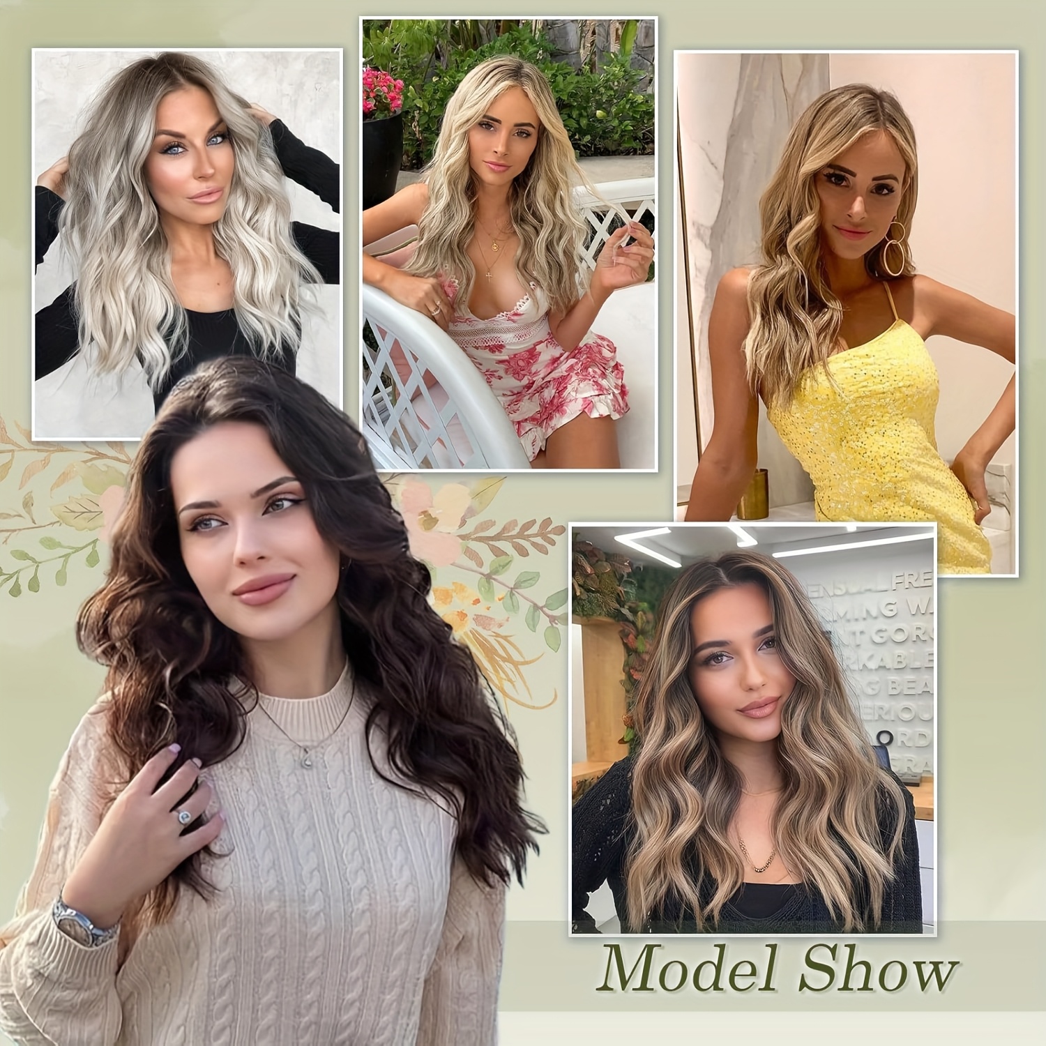   clip in hair extensions 4pcs long wavy thick hair piece highlighted   synthetic natural curly extension for women 16 inch details 5