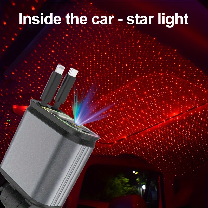 retractable car charge projector led car ceiling s charging usb car 66w 2 6ft retractable typec and 2 usb compatible for iphone samsung xiaomi etc details 0