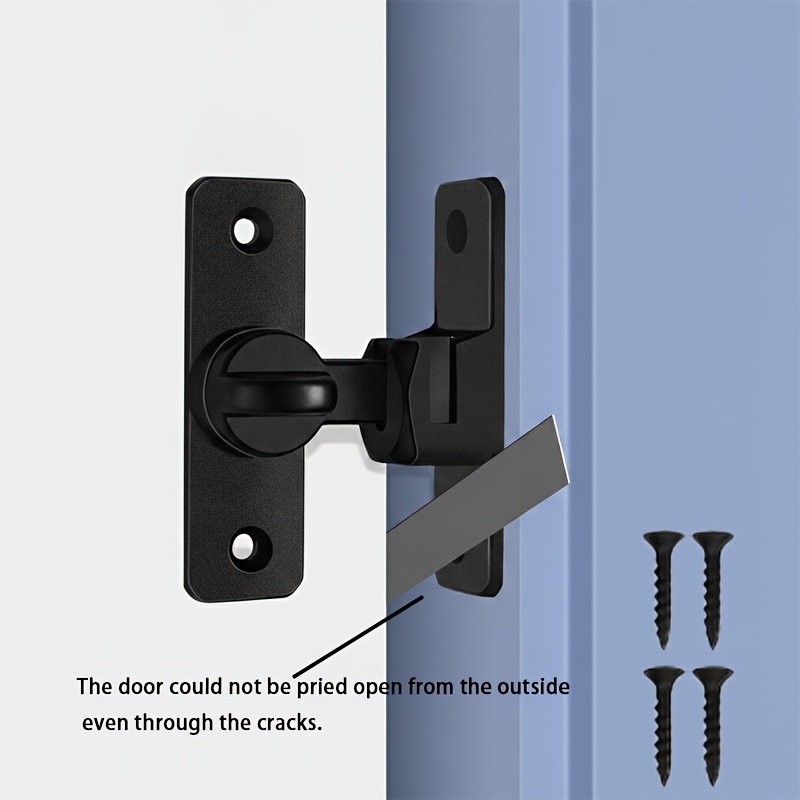 TEMU Lot de 3 serrures de porte noires - Base de loquet + Base de boucle + Vis, Loquet coulissant réglable à 90°/180°, Loquet -, Fonctionnement