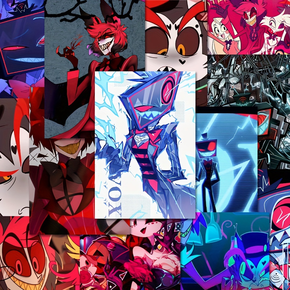 54pcs Anime-Inspired Hotel Themed Graffiti Stickers, PVC Self-Adhesive Reusable Decal Pack for Laptop, Skateboard, Luggage, Bike, and Phone Decoration, Suitable for Ages 14+