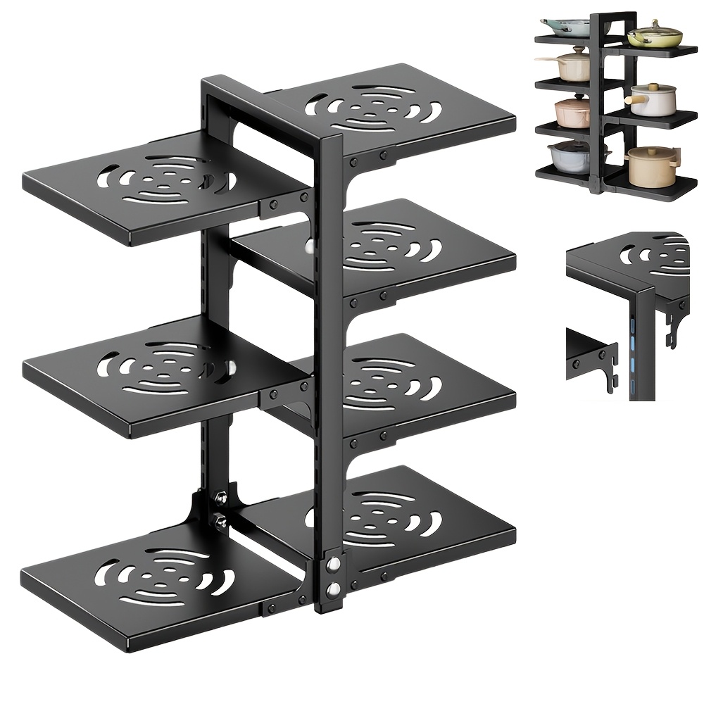 TEMU Scaffale regolabile per pentole, organizzatore da cucina a 3/4 ripiani, portapentole , mensola salvaspazio per piano di lavoro e , struttura in