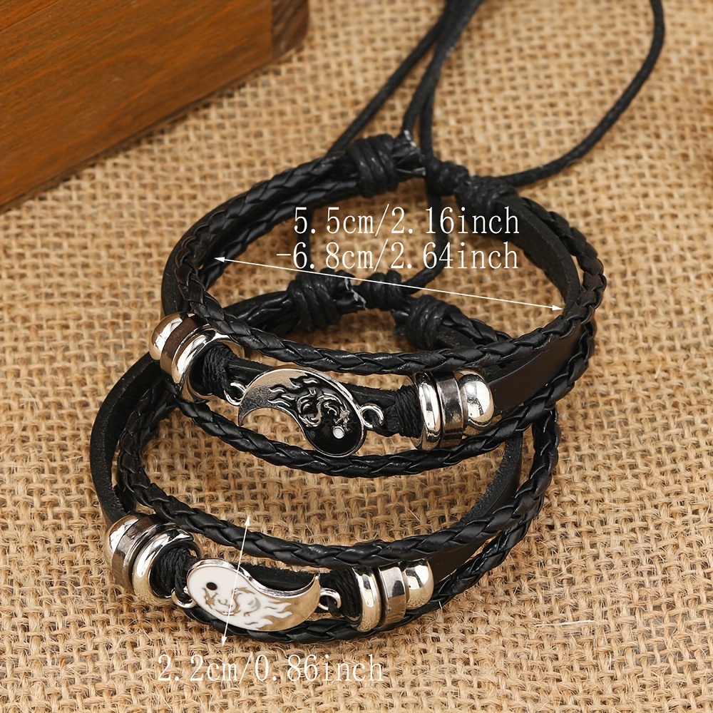 2pcs Retro Literary Style Handwoven Faux Leather Bracelets